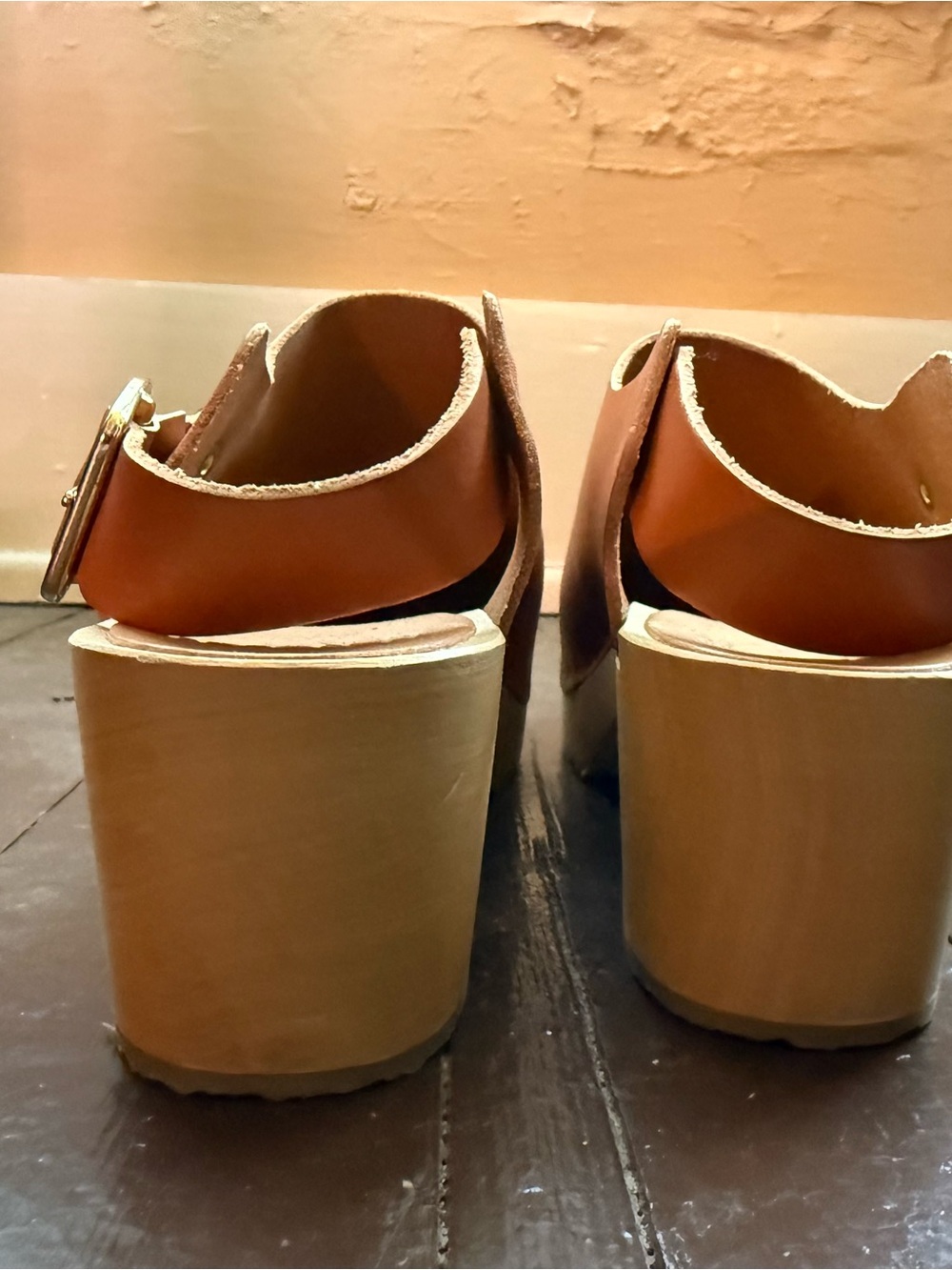 BRYR whiskey Leather Slingback block heel  Clog - Women's - Picture 4 of 5